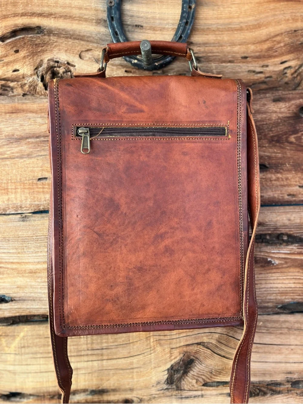 VINTAGE | Brown Leather Crossbody Messenger Bag Satchel
